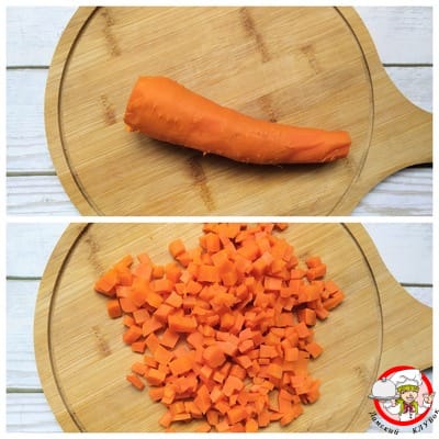 морковь вареная на доске для оливье фото