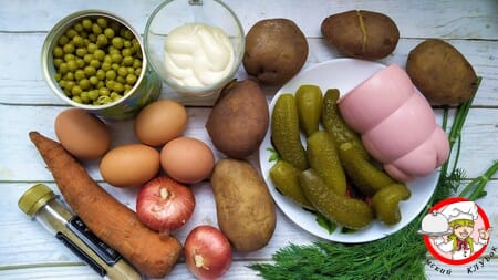 продукты для салата оливье с колбасой фото