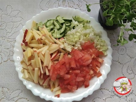 пошаговое приготовление овощного салата фото